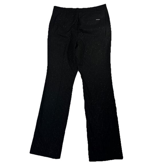 NWT Michael Kors Women's Pinstriped Boot-Cut Trousers Black Pants Size 10 - Picture 9 of 14